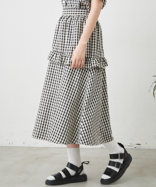 MERLOT（メルロー）の「パターンバリエーションフリルスカート/セットアップ対応（スカート・レディース・ブラック/ピンク/グリーン・FREE）」の7枚目の写真