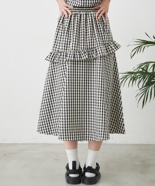 MERLOT（メルロー）の「パターンバリエーションフリルスカート/セットアップ対応（スカート・レディース・ブラック/ピンク/グリーン・FREE）」の8枚目の写真