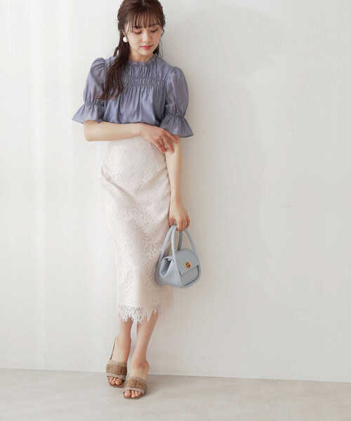 PROPORTION BODY DRESSING（プロポーションボディドレッシング）の「ハイウエストレースタイトスカート / 1212220500（スカート・レディース・ブルー/オフホワイト/ブラウン・MEDIUM/X-SMALL/SMALL）」の21枚目の写真