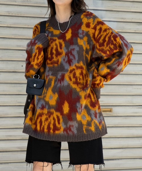 WEGO（ウィゴー）の「WEGO/モヘアライク総柄BIGプルオーバー（ニット/セーター・メンズ・その他1/その他2/その他3/その他4/その他6/その他5・MEDIUM/LARGE）」の4枚目の写真