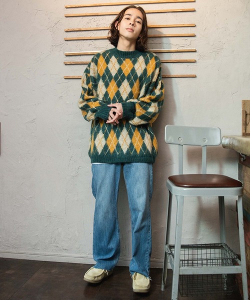 WEGO（ウィゴー）の「WEGO/モヘアライク総柄BIGプルオーバー（ニット