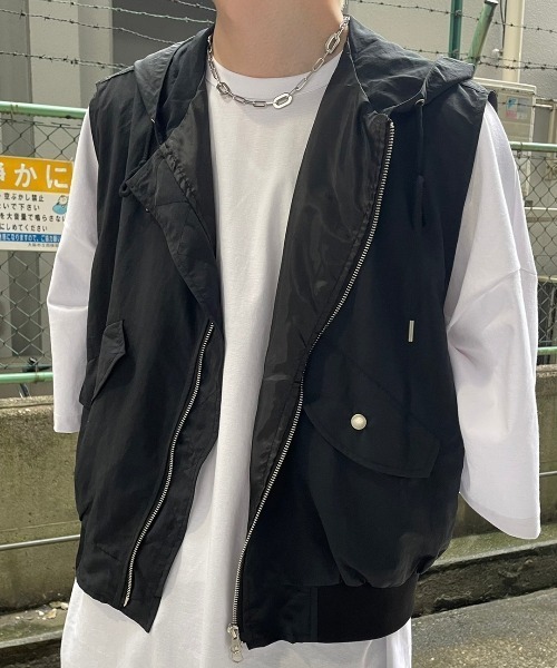 XU（エックスユー）の「【XU/エックスユー】sleeveless zip up hoodie/スリーブレス ジップアップ フーディー ベスト チョッキ風 フード ストリート（その他トップス・レディース・ブラック/グレー・ONE SIZE）」の17枚目の写真