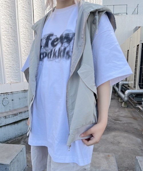 XU（エックスユー）の「【XU/エックスユー】sleeveless zip up hoodie/スリーブレス ジップアップ フーディー ベスト チョッキ風 フード ストリート（その他トップス・レディース・ブラック/グレー・ONE SIZE）」の22枚目の写真