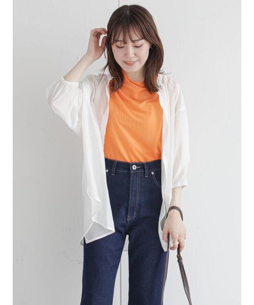 ehka sopo(エヘカソポ)の「シアーボトルネックノースリーブカットソー(タンクトップ・レディース・オフホワイト/ピンク/オレンジ/グリーン・フリ-)」の8枚目の写真