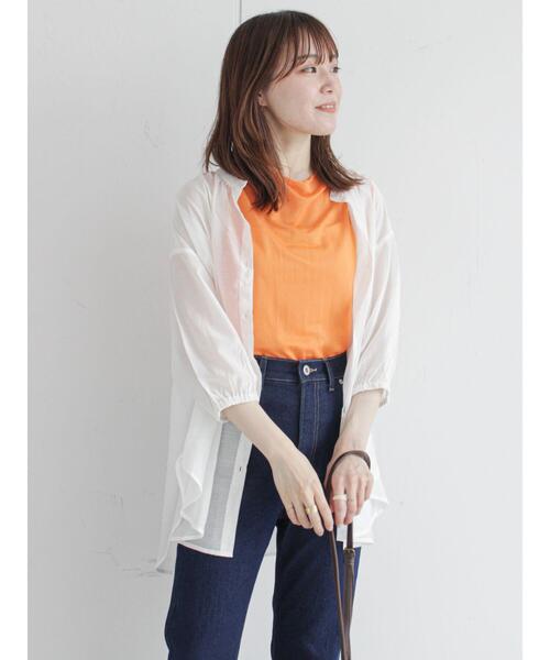 ehka sopo(エヘカソポ)の「シアーボトルネックノースリーブカットソー(タンクトップ・レディース・オフホワイト/ピンク/オレンジ/グリーン・フリ-)」の9枚目の写真