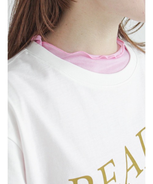 ehka sopo(エヘカソポ)の「シアーボトルネックノースリーブカットソー(タンクトップ・レディース・オフホワイト/ピンク/オレンジ/グリーン・フリ-)」の3枚目の写真