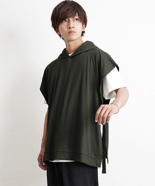 MinoriTY（マイノリティ）の「【MinoriTY】サイドオープンジレパーカー パーカーベスト/ノースリーブ 半袖 メンズ 秋服 秋服（ベスト・メンズ・ブラック/カーキ/グレイッシュベージュ・M/L）」の18枚目の写真