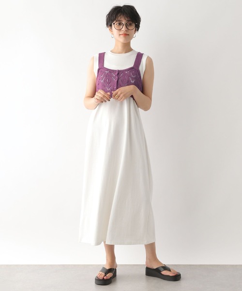 RAGEBLUE（レイジブルー）の「クロシェ編みビスチェ/セットワンピース（ワンピース・レディース・ホワイト/ライトブルー/ネイビー・FREE）」の2枚目の写真