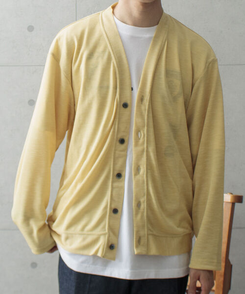 GLOSTER（グロスター）の「【GLOSTER/グロスター】ソアリネンカノコ サマーカーディガン サマーカーデ シアーニット（カーディガン/ボレロ・メンズ・アイボリー/イエロー/ライトブルー/オリーブ・M/L）」の5枚目の写真