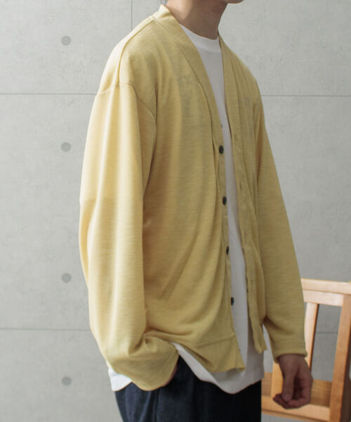 GLOSTER（グロスター）の「【GLOSTER/グロスター】ソアリネンカノコ サマーカーディガン サマーカーデ シアーニット（カーディガン/ボレロ・メンズ・アイボリー/イエロー/ライトブルー/オリーブ・M/L）」の9枚目の写真