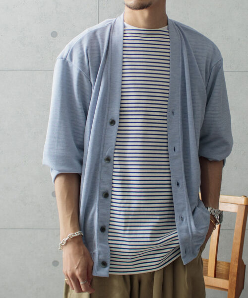 GLOSTER（グロスター）の「【GLOSTER/グロスター】ソアリネンカノコ サマーカーディガン サマーカーデ シアーニット（カーディガン/ボレロ・メンズ・アイボリー/イエロー/ライトブルー/オリーブ・M/L）」の22枚目の写真