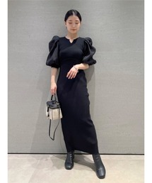 タックスリーブドッキングニットワンピース