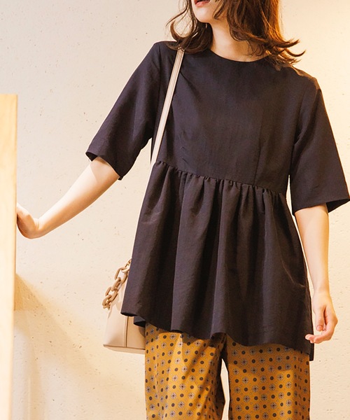 OPAQUE.CLIP（オペークドットクリップ）の「◆ペプラムブラウス【WEB限定サイズ】（シャツ/ブラウス・レディース・ダークネイビー/ブルー/オリーブ/オフホワイト・38/40/42/36）」の4枚目の写真