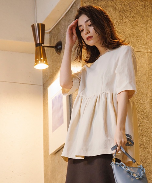 OPAQUE.CLIP（オペークドットクリップ）の「◆ペプラムブラウス【WEB限定サイズ】（シャツ/ブラウス・レディース・ダークネイビー/ブルー/オリーブ/オフホワイト・38/40/42/36）」の8枚目の写真