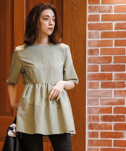 OPAQUE.CLIP（オペークドットクリップ）の「◆ペプラムブラウス【WEB限定サイズ】（シャツ/ブラウス・レディース・ダークネイビー/ブルー/オリーブ/オフホワイト・38/40/42/36）」の12枚目の写真