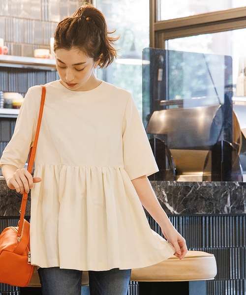 OPAQUE.CLIP（オペークドットクリップ）の「◆ペプラムブラウス【WEB限定サイズ】（シャツ/ブラウス・レディース・ダークネイビー/ブルー/オリーブ/オフホワイト・38/40/42/36）」の5枚目の写真