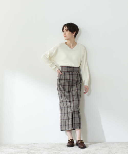 N.(N. Natural Beauty Basic)(エヌエヌナチュラルビューティーベーシック)の「【S Size Line】◆チェック柄スリットタイトスカート(スカート・レディース・ブラウン系その他/ベージュ系その他・SMALL/MEDIUM)」の15枚目の写真