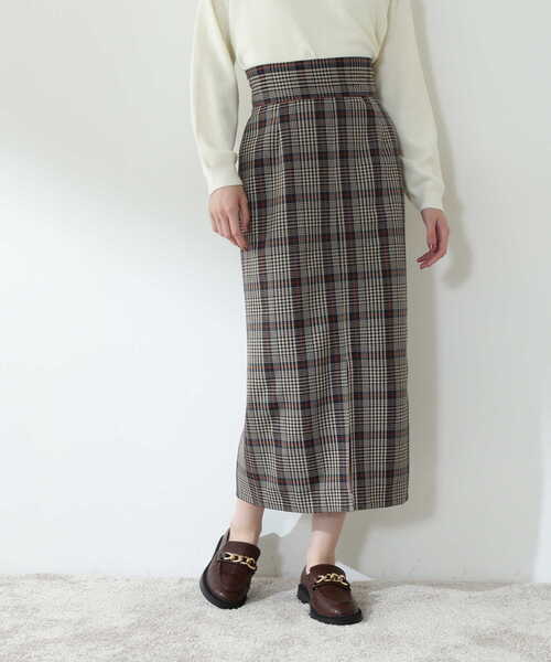 N.(N. Natural Beauty Basic)(エヌエヌナチュラルビューティーベーシック)の「【S Size Line】◆チェック柄スリットタイトスカート(スカート・レディース・ブラウン系その他/ベージュ系その他・SMALL/MEDIUM)」の16枚目の写真