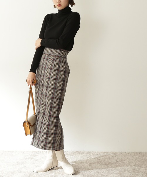 N.(N. Natural Beauty Basic)(エヌエヌナチュラルビューティーベーシック)の「【S Size Line】◆チェック柄スリットタイトスカート(スカート・レディース・ブラウン系その他/ベージュ系その他・SMALL/MEDIUM)」の2枚目の写真