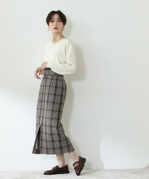 N.(N. Natural Beauty Basic)(エヌエヌナチュラルビューティーベーシック)の「【S Size Line】◆チェック柄スリットタイトスカート(スカート・レディース・ブラウン系その他/ベージュ系その他・SMALL/MEDIUM)」の3枚目の写真