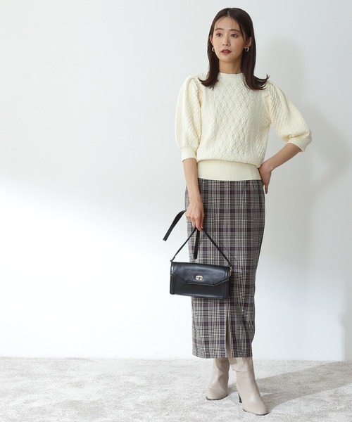 N.(N. Natural Beauty Basic)(エヌエヌナチュラルビューティーベーシック)の「【S Size Line】◆チェック柄スリットタイトスカート(スカート・レディース・ブラウン系その他/ベージュ系その他・SMALL/MEDIUM)」の13枚目の写真