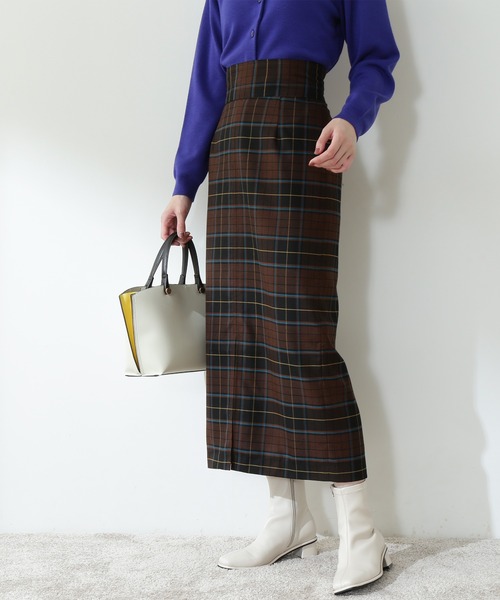N.(N. Natural Beauty Basic)(エヌエヌナチュラルビューティーベーシック)の「【S Size Line】◆チェック柄スリットタイトスカート(スカート・レディース・ブラウン系その他/ベージュ系その他・SMALL/MEDIUM)」の5枚目の写真