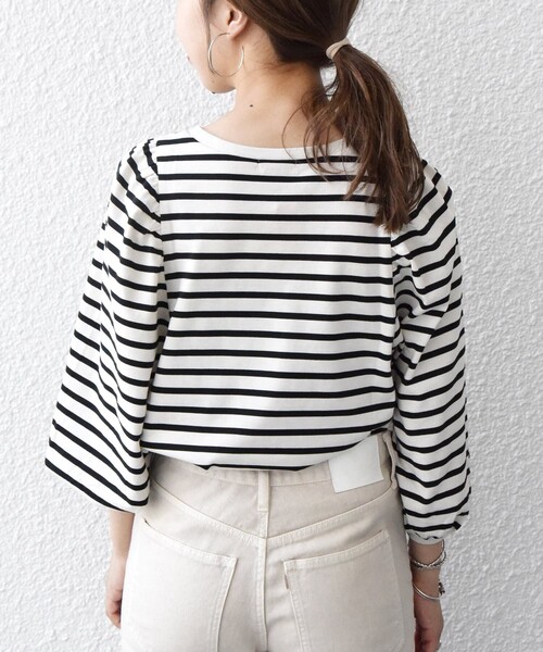 SHIPS any(シップス エニィ)の「SHIPS any:〈ウォッシャブル〉ボリューム スリーブ プルオーバー◇(Tシャツ/カットソー・レディース・オフホワイト/ブラック/その他・ONE SIZE)」の8枚目の写真