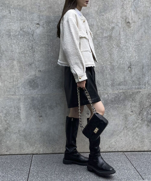 fredy emue（フレディエミュ）の「ツィードノーカラージャケット（ノーカラージャケット・レディース・オフホワイト/ブラック・38）」の13枚目の写真