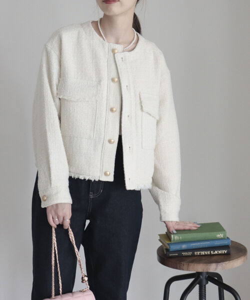 fredy emue（フレディエミュ）の「ツィードノーカラージャケット（ノー