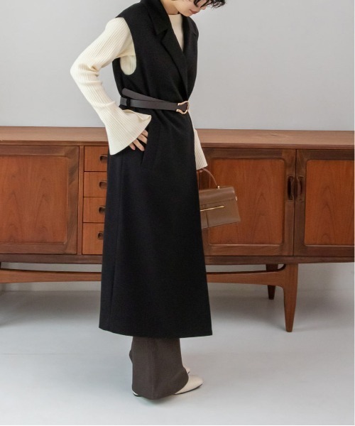 RANDA(ランダ)の「ノースリーブロングコート(その他アウター・レディース・ブラック/クリーム/チェック・1/0)」の6枚目の写真