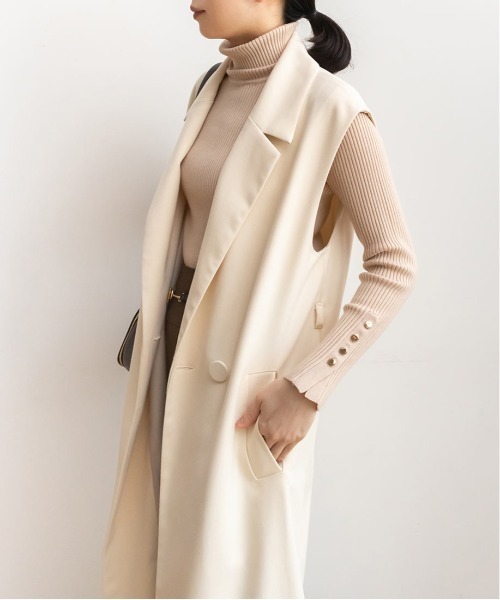 RANDA(ランダ)の「ノースリーブロングコート(その他アウター・レディース・ブラック/クリーム/チェック・1/0)」の9枚目の写真