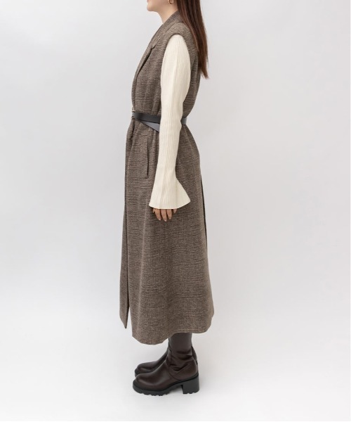 RANDA(ランダ)の「ノースリーブロングコート(その他アウター・レディース・ブラック/クリーム/チェック・1/0)」の7枚目の写真