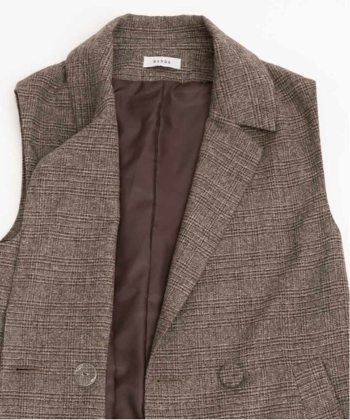 RANDA(ランダ)の「ノースリーブロングコート(その他アウター・レディース・ブラック/クリーム/チェック・1/0)」の13枚目の写真