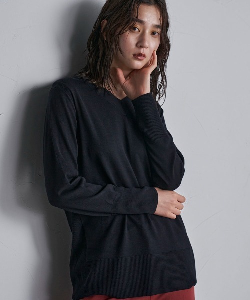 la.f…(ラエフ)の「ECOLUX Vネックニット≪手洗い可能≫(ニット/セーター・レディース・チャコールグレー/ネイビー/レッド/ブルー・11号/9号/7号)」の16枚目の写真