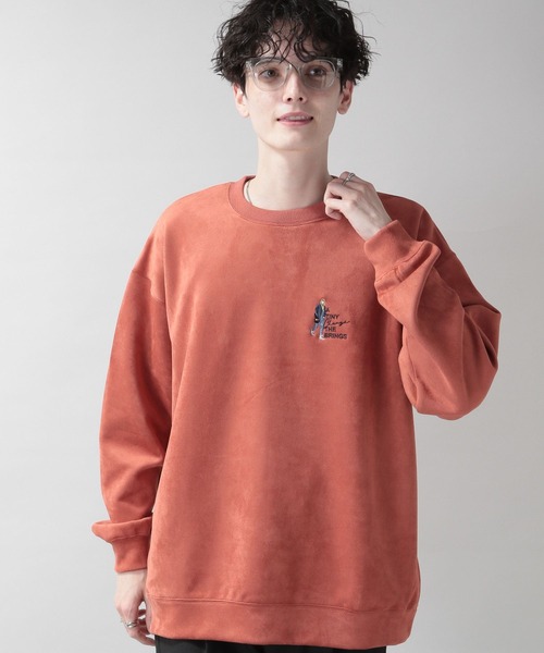 RAGEBLUE（レイジブルー）の「カットスウェード/ワンポイント刺繍クルー（スウェット・メンズ・ホワイト/ライトブルー/ブラック/グリーン/ブルー/ライトグリーン/オレンジ/ブラウン・SMALL/MEDIUM/LARGE）」の8枚目の写真