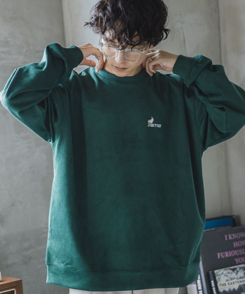 RAGEBLUE（レイジブルー）の「カットスウェード/ワンポイント刺繍クルー（スウェット・メンズ・ホワイト/ライトブルー/ブラック/グリーン/ブルー/ライトグリーン/オレンジ/ブラウン・SMALL/MEDIUM/LARGE）」の4枚目の写真