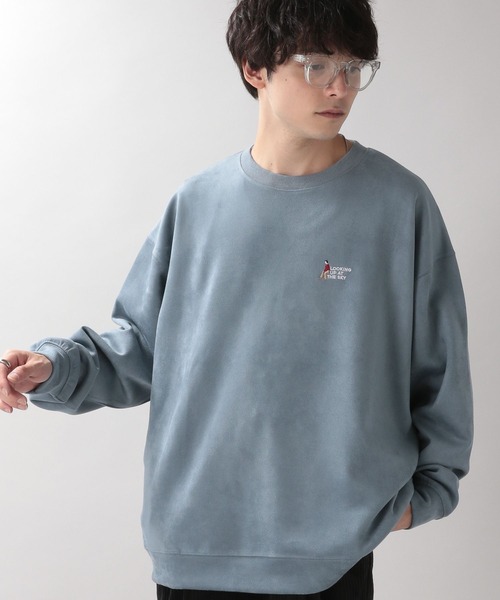 RAGEBLUE（レイジブルー）の「カットスウェード/ワンポイント刺繍クルー（スウェット・メンズ・ホワイト/ライトブルー/ブラック/グリーン/ブルー/ライトグリーン/オレンジ/ブラウン・SMALL/MEDIUM/LARGE）」の6枚目の写真