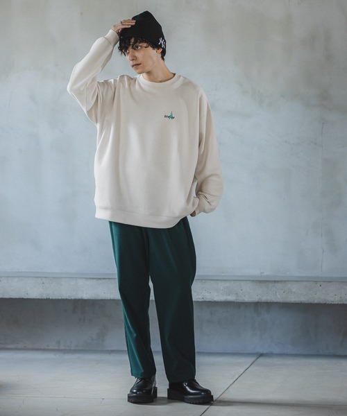 RAGEBLUE（レイジブルー）の「カットスウェード/ワンポイント刺繍クルー（スウェット・メンズ・ホワイト/ライトブルー/ブラック/グリーン/ブルー/ライトグリーン/オレンジ/ブラウン・SMALL/MEDIUM/LARGE）」の10枚目の写真