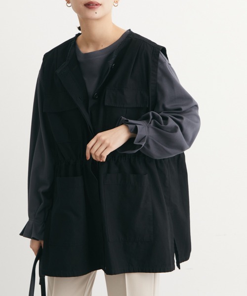 Sugar spoon(シュガースプーン)の「・SUGAR SPOON ノーカラーミリタリーベスト(ベスト・レディース・ブラック/ベージュ/カーキ・FREE)」の1枚目の写真