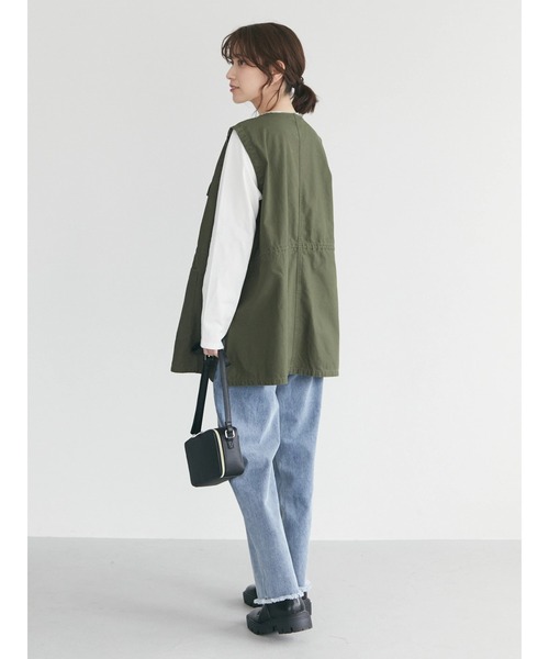 Sugar spoon(シュガースプーン)の「・SUGAR SPOON ノーカラーミリタリーベスト(ベスト・レディース・ブラック/ベージュ/カーキ・FREE)」の6枚目の写真