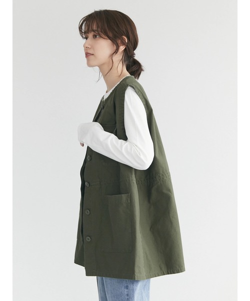 Sugar spoon(シュガースプーン)の「・SUGAR SPOON ノーカラーミリタリーベスト(ベスト・レディース・ブラック/ベージュ/カーキ・FREE)」の8枚目の写真