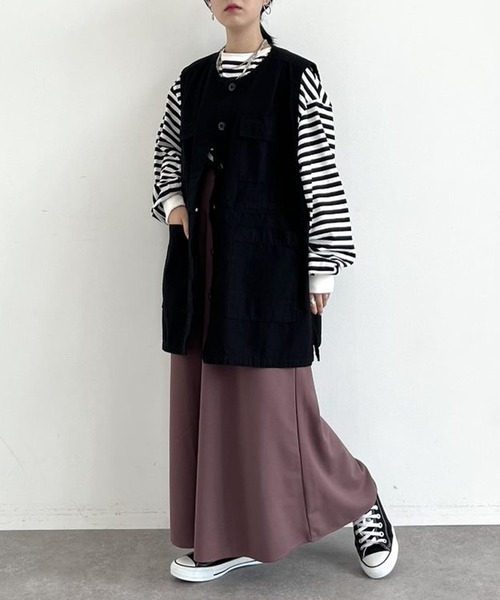 Sugar spoon(シュガースプーン)の「・SUGAR SPOON ノーカラーミリタリーベスト(ベスト・レディース・ブラック/ベージュ/カーキ・FREE)」の10枚目の写真