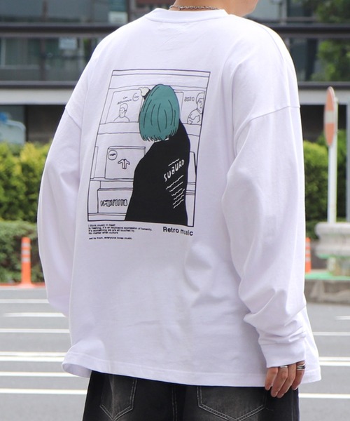 ILL'S(イルズ)の「イラストバックプリント / ワンポイント刺繍 ビッグシルエットロンT カットソー ユニセックス【ILL’S】(Tシャツ/カットソー・メンズ・ホワイト/グリーン/ミント/ホワイト系その他/ブラウン系その他/ベージュ系その他/ホワイト系その他2/ホワイト系その他3/ブラック系その他3/グレー系その他2/グリーン系その他2/ブルー系その他3/ホワイト系その他5/グリーン系その他5/グレー系その他4/グレー系その他5/ホワイト系その他4/グリーン系その他4・M/L/S)」の5枚目の写真