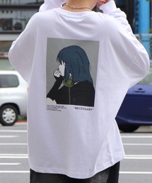 ILL'S | 24SS イラストバックプリント / ワンポイント刺繍 ビッグシルエットロンT カットソー ユニセックス【ILL’S】(Tシャツ/カットソー)