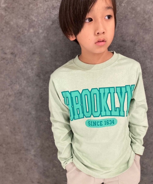 THE CASUAL（カジュアル）の「選べる20カラープリント長袖Tシャツ（Tシャツ/カットソー・キッズ・ベージュ系/ベージュ/カーキ/ネイビー/チャコール/ダークグリーン系/グレー系/オフホワイト/ホワイト系/ブラック/ダークグリーン/杢グレー/グレー系1/ホワイト系1/ブラック系2/ブラック系/ブラック系1/ブラウン/ミント/ブルー・110cm/150cm/120cm/130cm/140cm/160cm）」の17枚目の写真