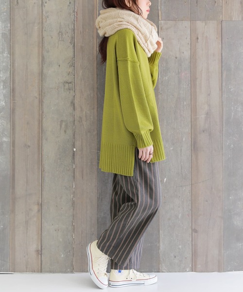 osharewalker（オシャレウォーカー）の「【廃盤】『裏フリースストライプ柄ワイドパンツ』（その他パンツ・レディース・杢グレー/ブラック/ネイビー・1/2）」の7枚目の写真