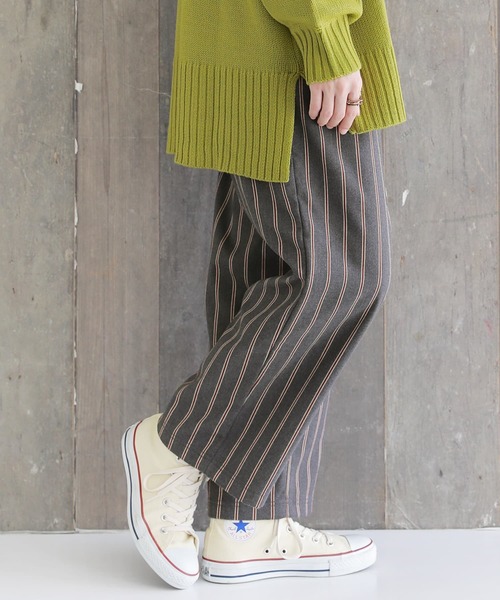 osharewalker（オシャレウォーカー）の「【廃盤】『裏フリースストライプ柄ワイドパンツ』（その他パンツ・レディース・杢グレー/ブラック/ネイビー・1/2）」の5枚目の写真