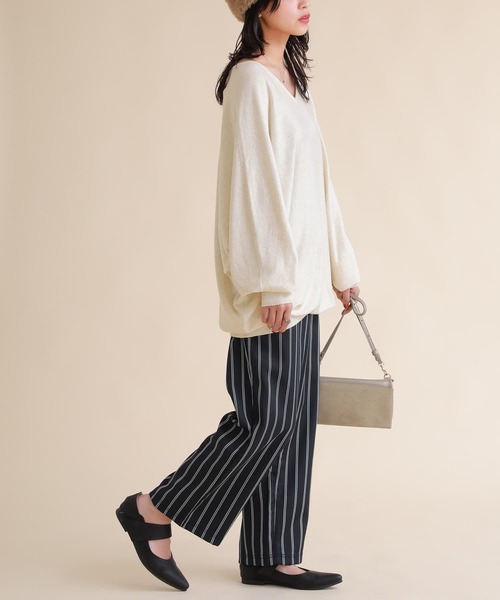 osharewalker（オシャレウォーカー）の「【廃盤】『裏フリースストライプ柄ワイドパンツ』（その他パンツ・レディース・杢グレー/ブラック/ネイビー・1/2）」の14枚目の写真