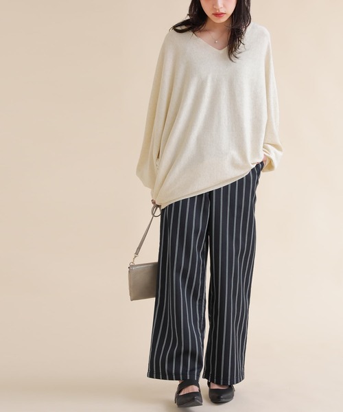 osharewalker（オシャレウォーカー）の「【廃盤】『裏フリースストライプ柄ワイドパンツ』（その他パンツ・レディース・杢グレー/ブラック/ネイビー・1/2）」の15枚目の写真