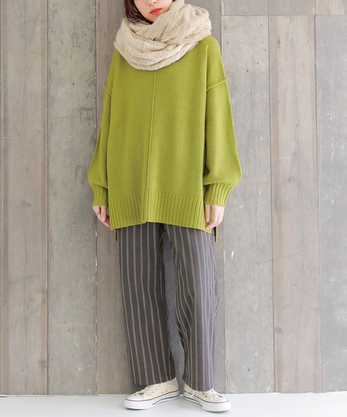 osharewalker（オシャレウォーカー）の「【廃盤】『裏フリースストライプ柄ワイドパンツ』（その他パンツ・レディース・杢グレー/ブラック/ネイビー・1/2）」の6枚目の写真